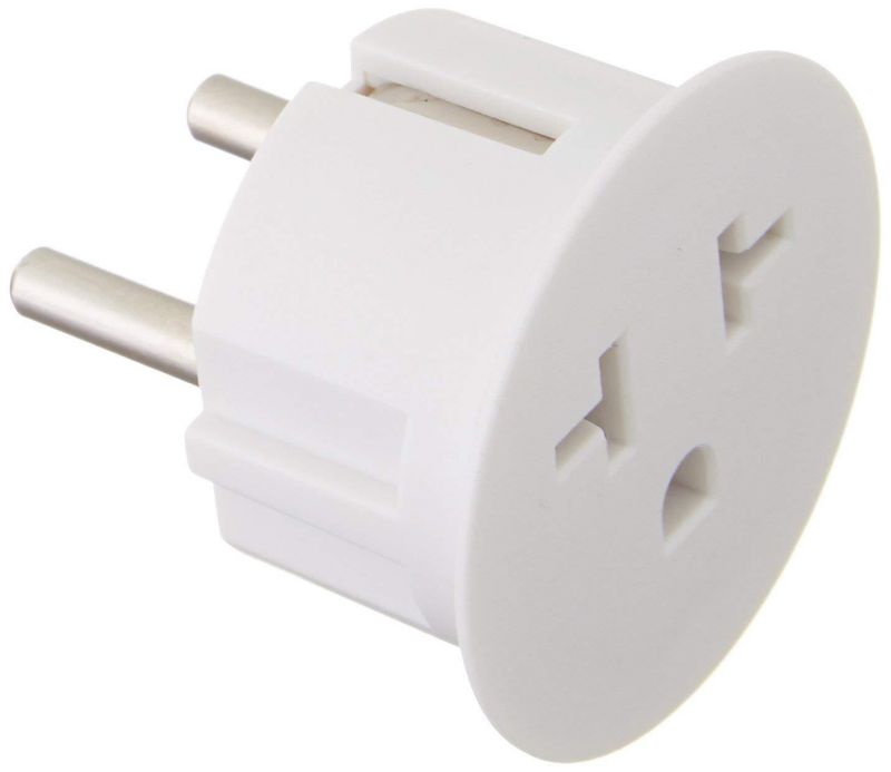 6PKSCHUKO Heavy Duty Grounded USA American to European German Schuko Outlet Plug Adapter - 6 Pack