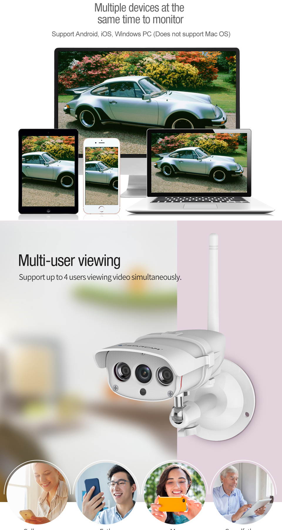 VStarcam C16S Outdoor Security Camera, 1080P WiFi Camera Wireless Surveillance Cameras, IP Camera with IP67 Waterproof, Night Vision, Motion Detection Support 128G TF Card