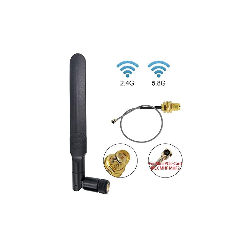 Antenna IPEX 8dBi Omni RP SMA Male RPSMA Antenna 24Ghz 58Ghz Dual Band + 20cm UFL to RPSMA Female Extension Cable for Mini PCIe Card Notebook PS4 Drone 1 Pcs