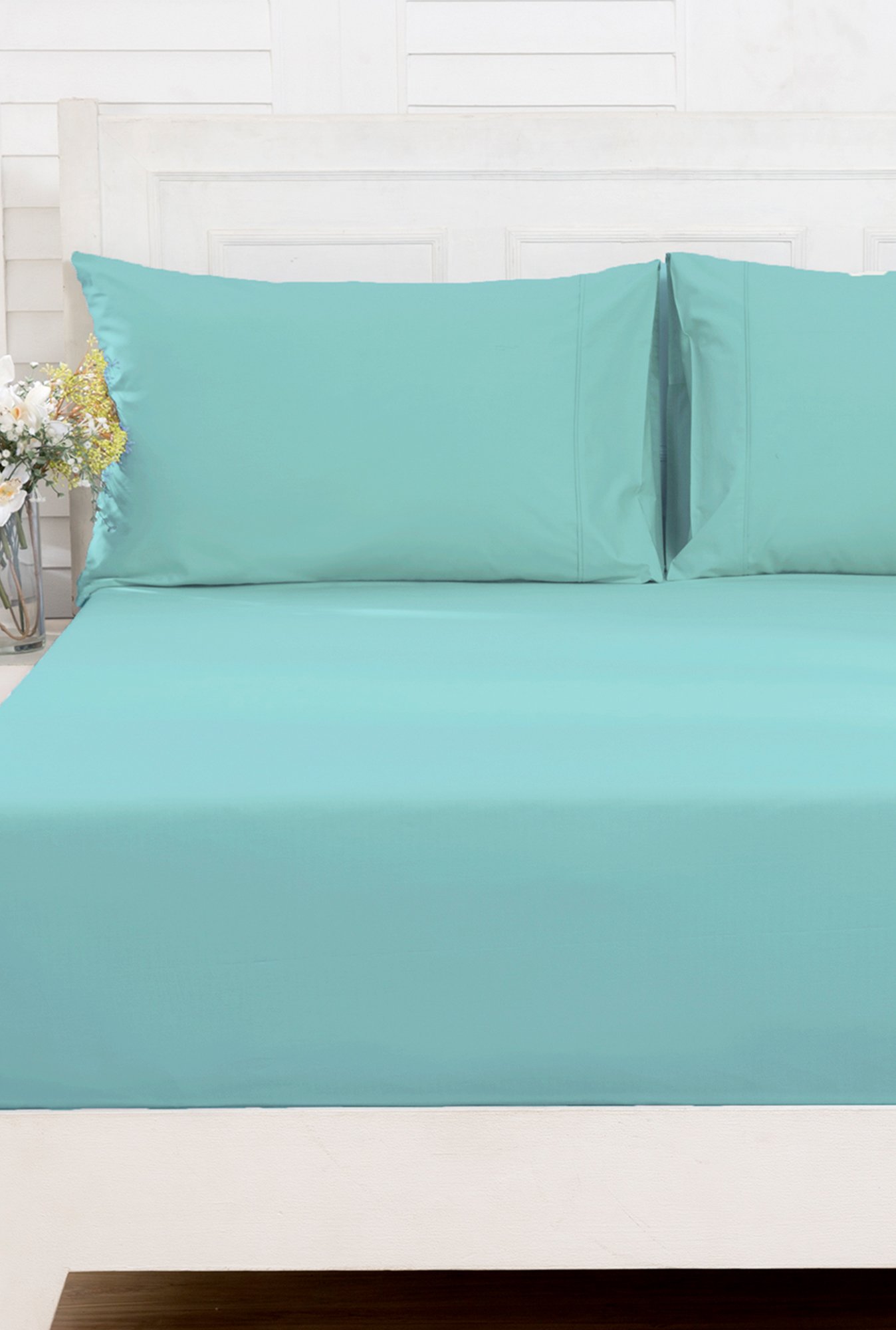 Maspar Turquoise Blue 100% Cotton 200 TC Bed Sheet Set