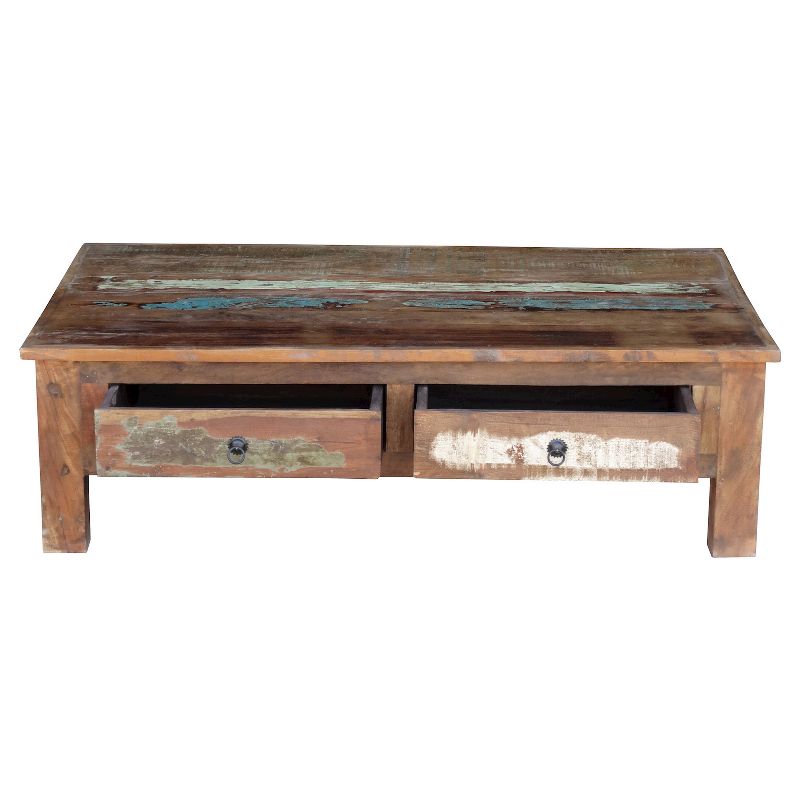 Reclaimed Wood Coffee Table and Double Drawers -Natural - Timbergirl
