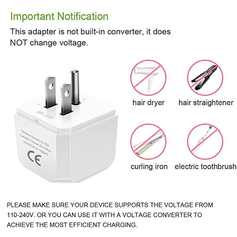 USA, Canada, Japan, Thailand Travel Plug Adapter by , Convert Australia, China, New Zealand to USA Socket -Type B- Compact & Safe Universal Grounded Pin USA Adapter Plug to Australia Black