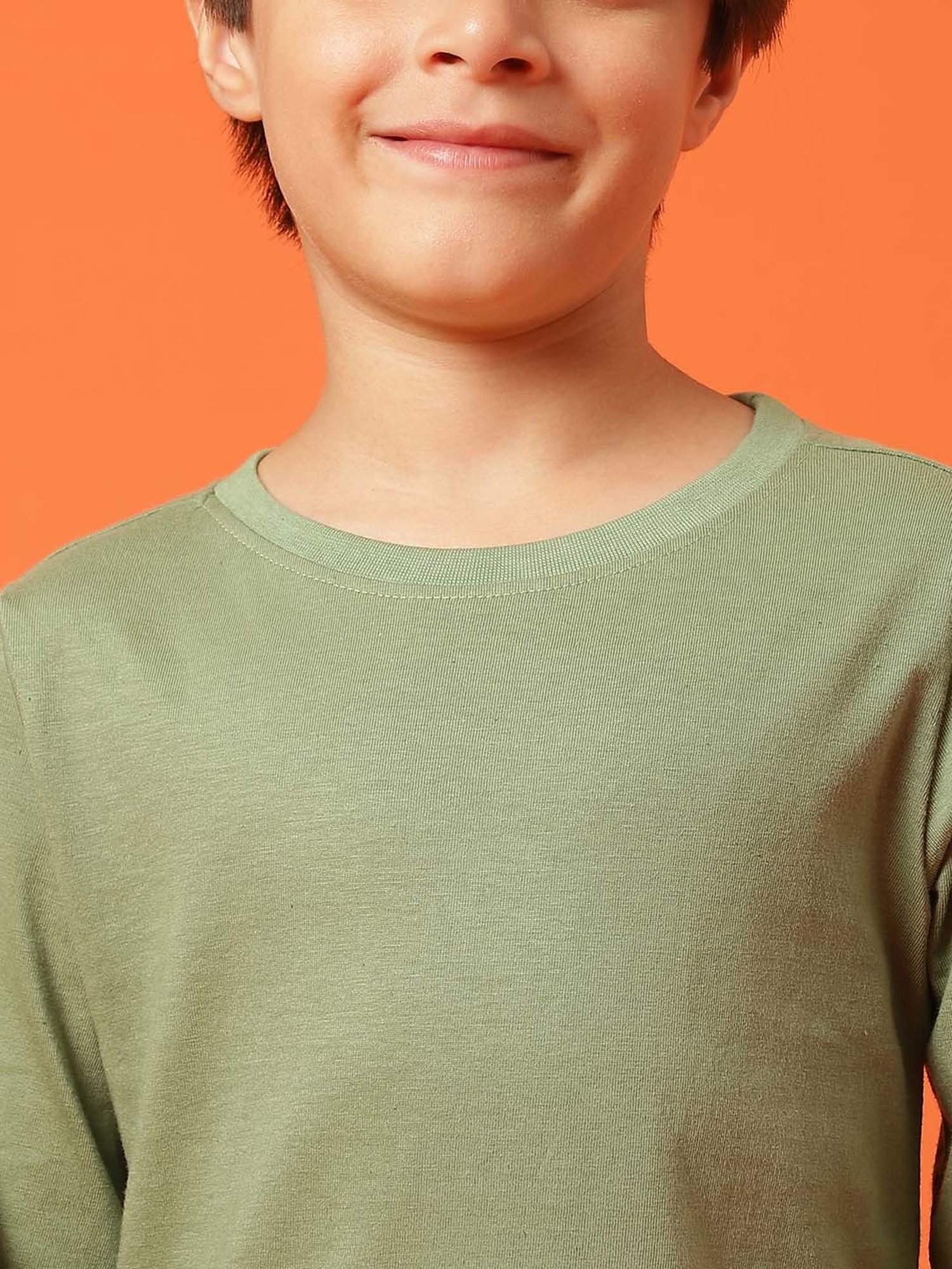 Tales & Stories Kids Olive Cotton Regular Fit Full Sleeves T-Shirt