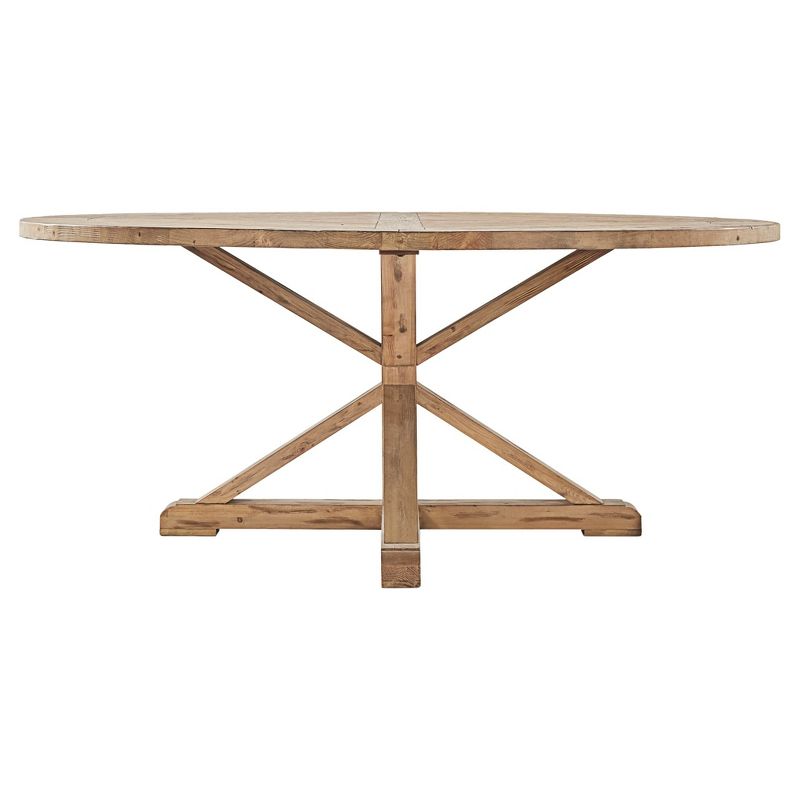 72" Sierra Round Farmhouse Pedestal Base Wood Dining Table Vintage Pine - Inspire Q