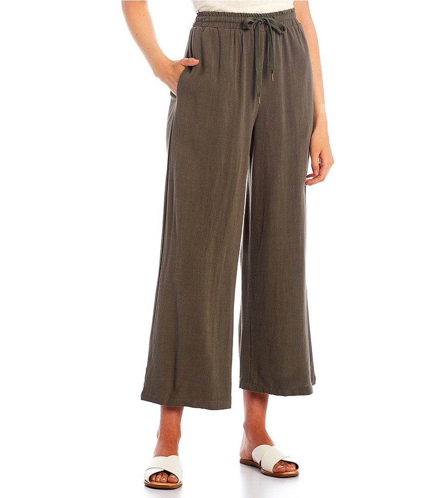 Coco + Jaimeson Elastic-Waist Tie-Front Solid Knit Flare Pants