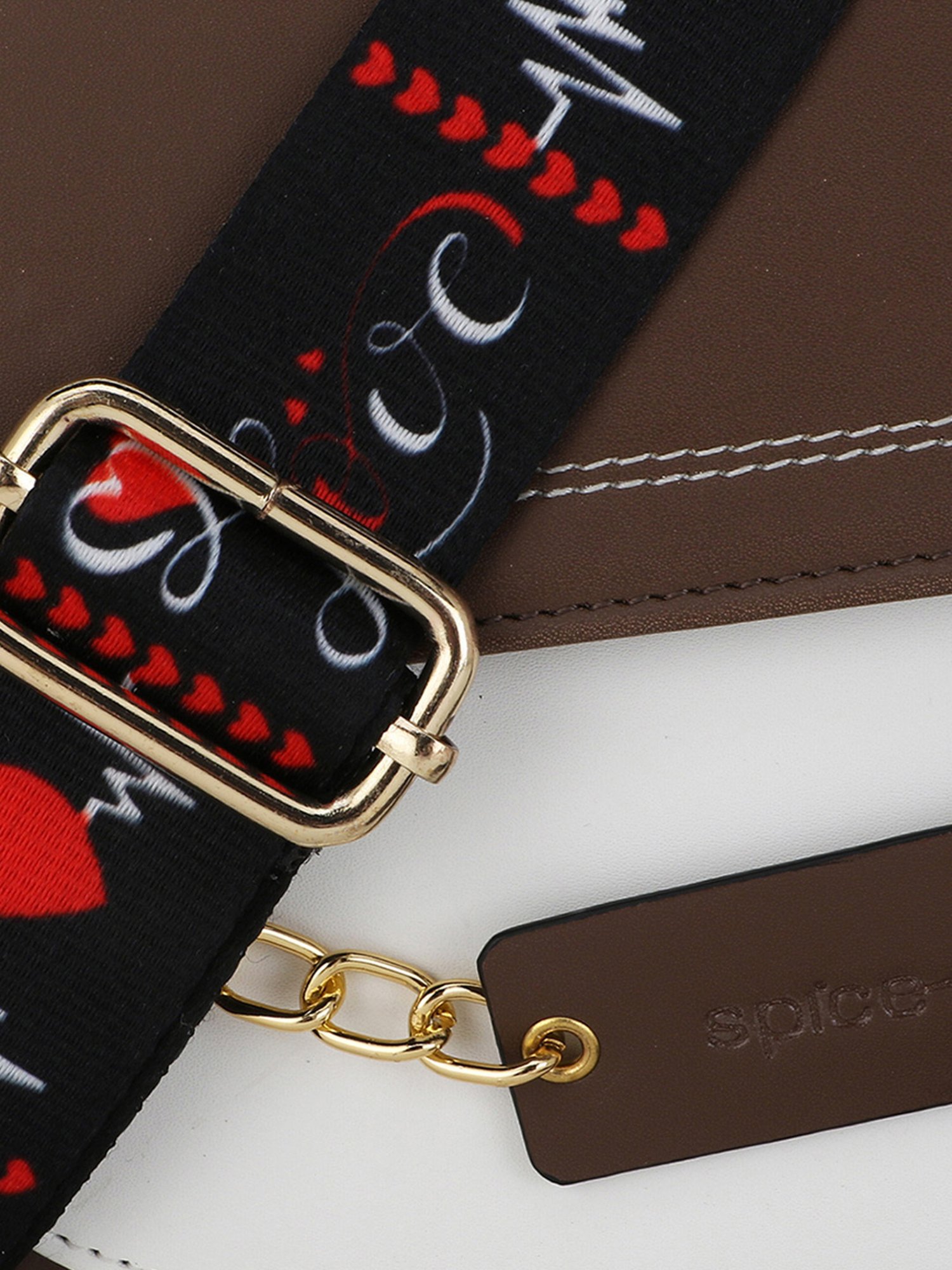 Spice Art Brown Solid Medium Saddle Cross Body Bag