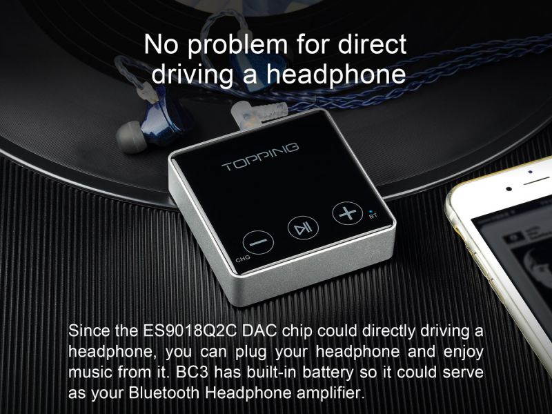 Topping BC3 ES9018Q2C Hi-Res Audio Wireless Bluetooth LDAC Receiver with Headphone/Opt/Line Output