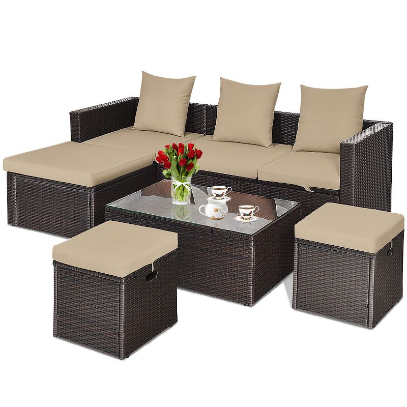 Breckenridge 4pc Seating Set Java Brown Fame Sunbrella Meredian Brick Red Fabric - La-Z-Boy