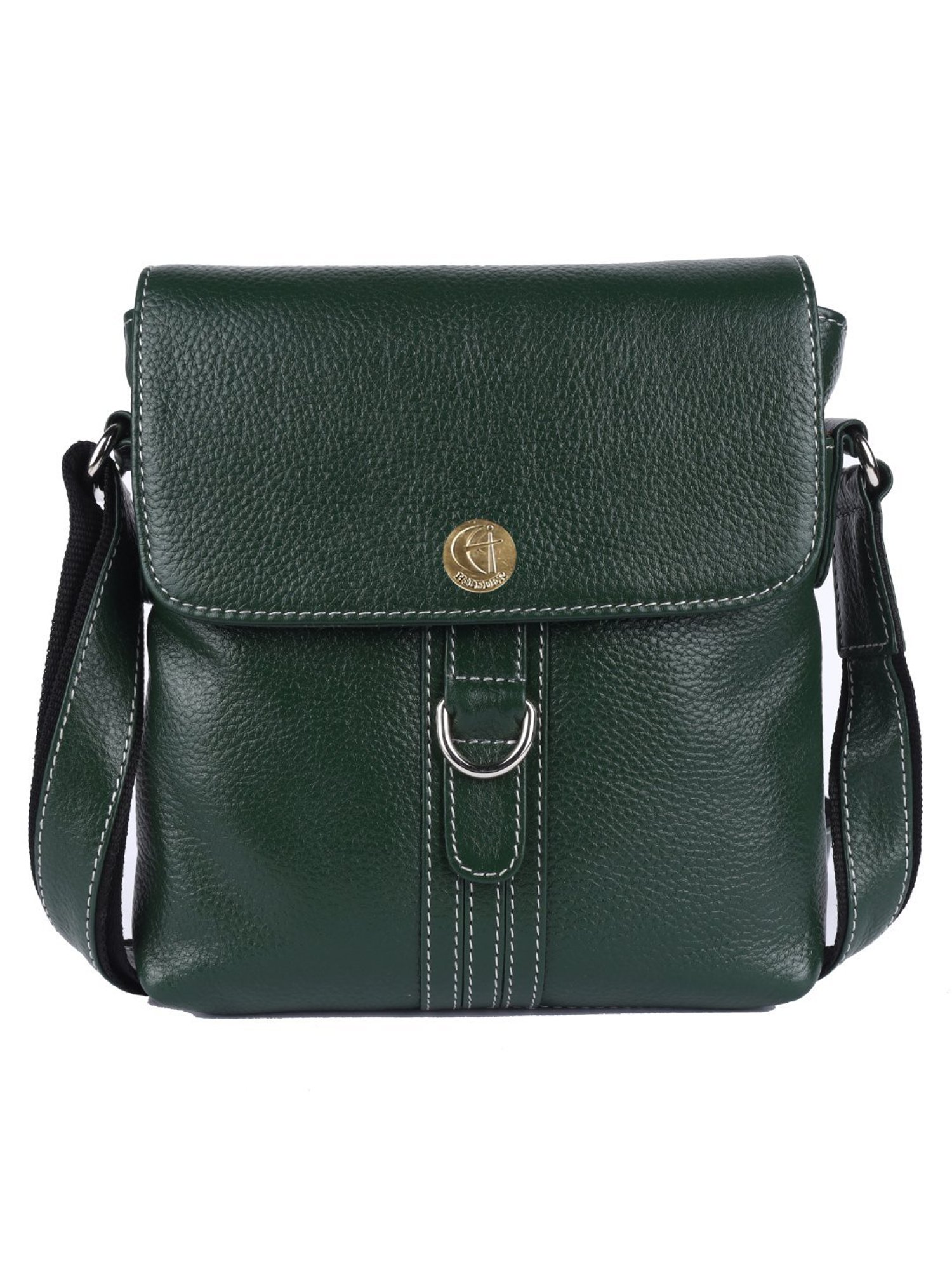 HiLEDER Pure Genuine Leather Messenger Shoulder Sling Cross Body Office Bag for Men and Women,Green