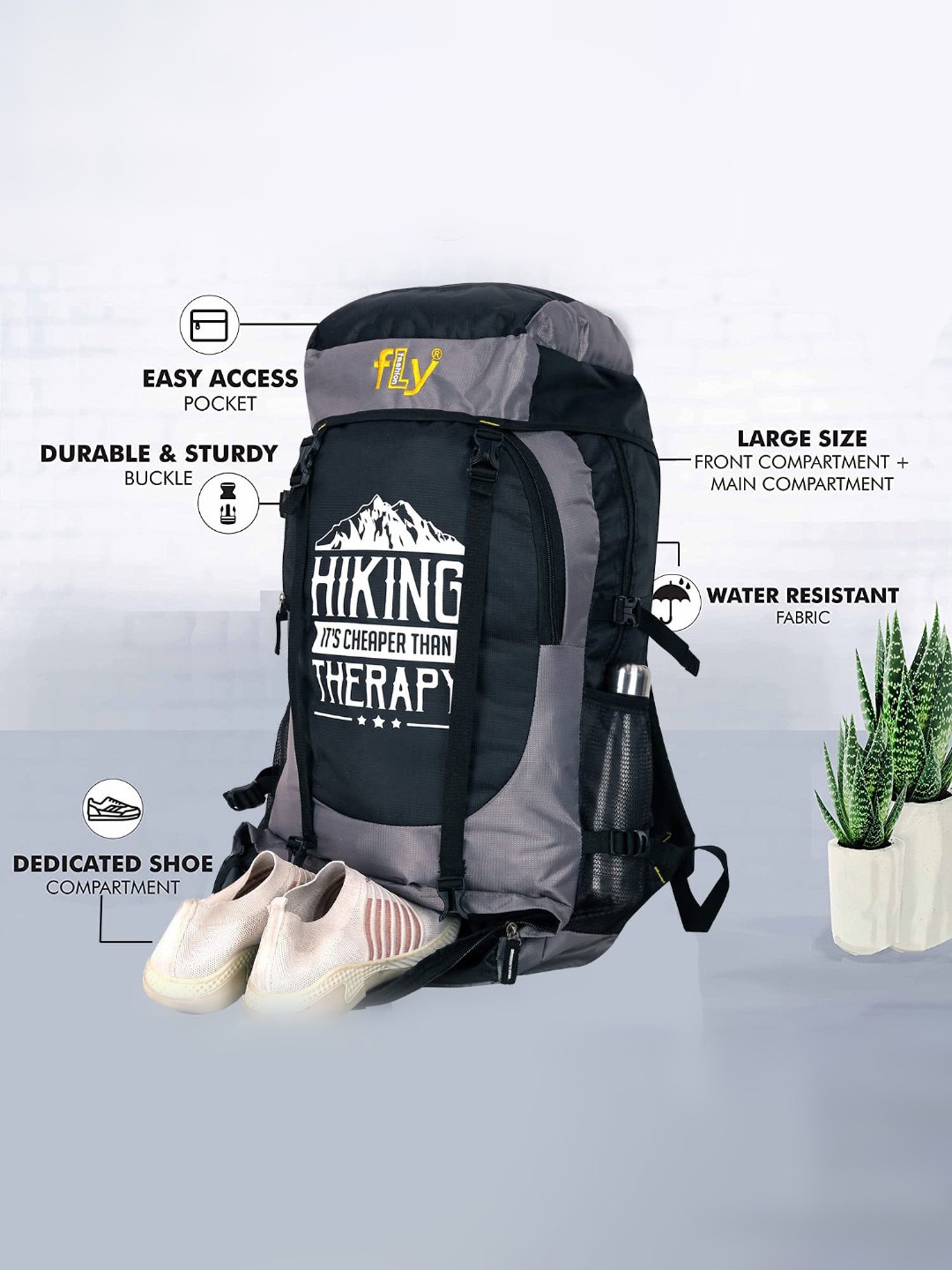 Leather World Grey Printed Large Ruksack - 37 Ltrs