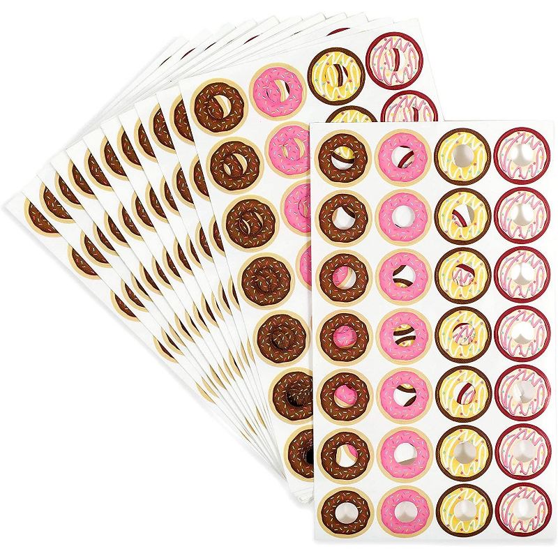 1008-Count Hole Punch Reinforcement Stickers, Cute Mini Doughnuts Labels - 0.22" Hole