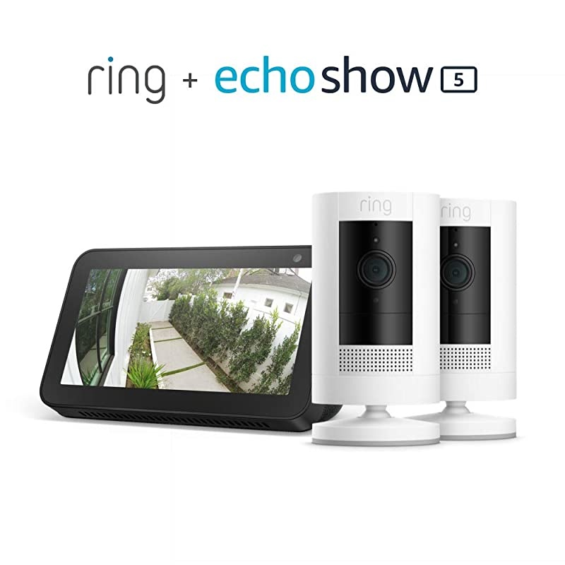 Stick Up Cam Battery 2-Pack with Echo Show 5 (Charcoal)