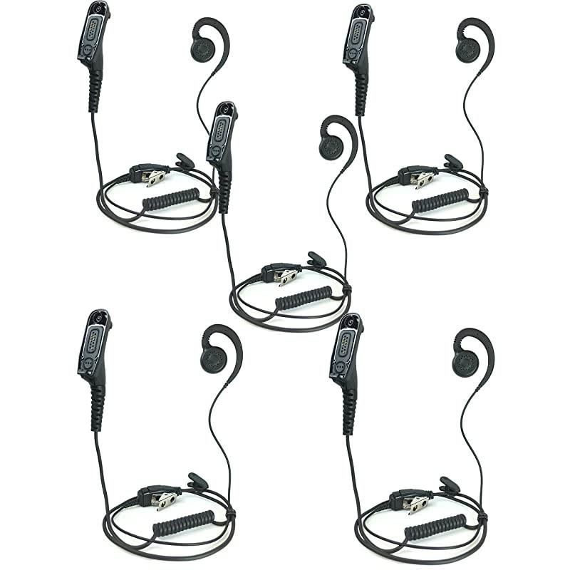 Two Way Radio Headset Earpiece Swivel for Motorola XPR7550 XPR7580 APX 6000 7000 5 Pack