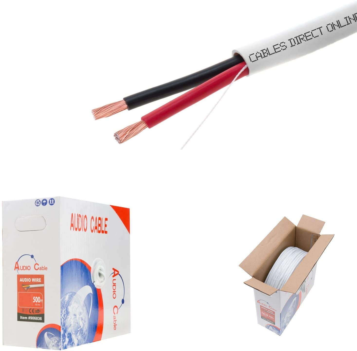 50ft 18AWG 2 Conductors (18/2) CL2 Rated Loud Speaker Cable Wire Pull Box (for in-Wall Installation) (18AWG / 2 Conductors 50ft)