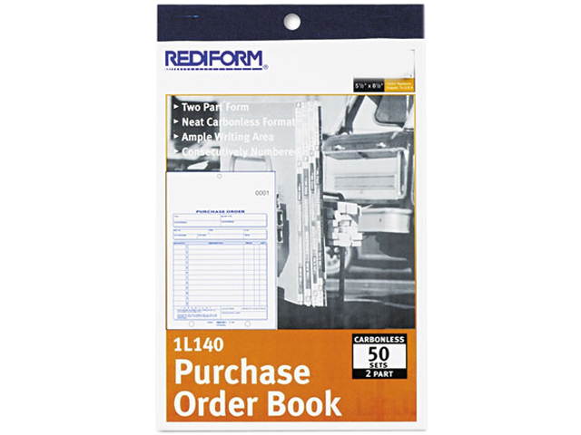 Rediform                                 Purchase Order Book, Bottom Punch, 5-1/2 x 7-7/8, Two-Part Carbonless, 50 Forms