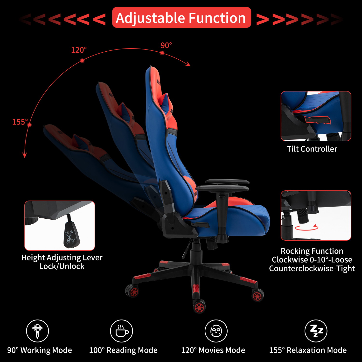 AMINITURE Gaming Chair Ergonomic Office Computer Chairs Racing Reclining Chairs for Adults Gamer High Back Support Adjustable Desk Chair
