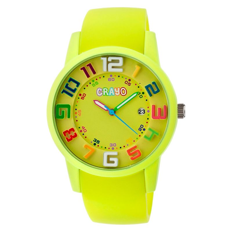 Women's Crayo Festival Watch with 3D Raised Numbers and Date Display-Lime