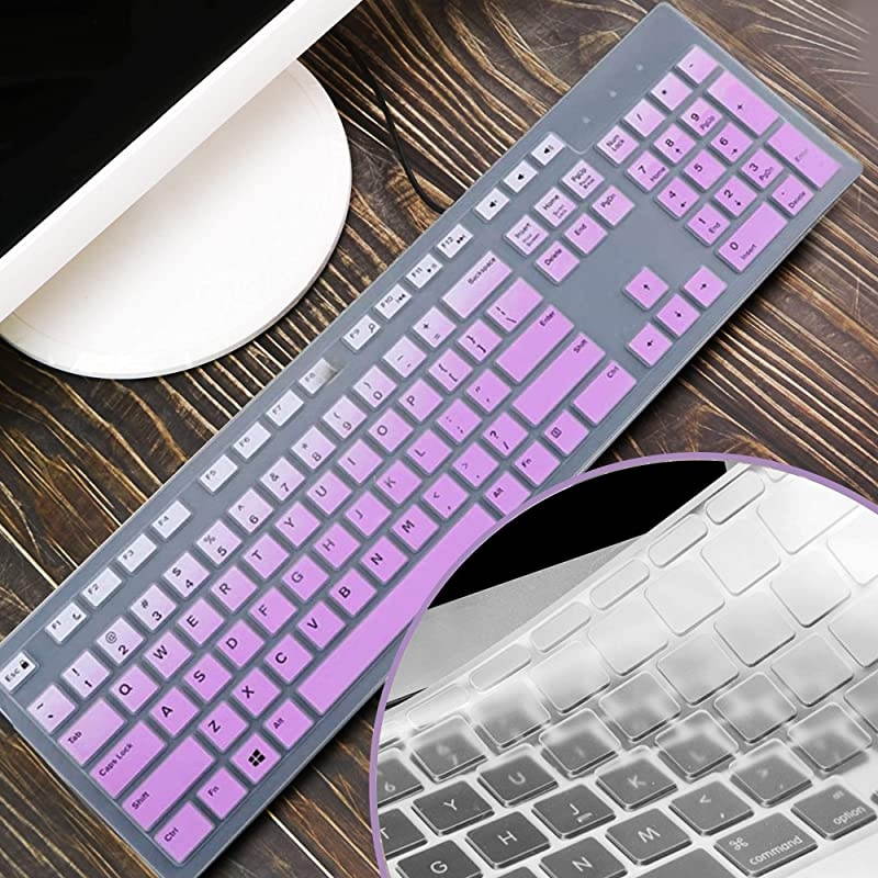 Cover skin for Dell KM636 Wireless KeyboardDell KB216 Wired KeyboardDell Optiplex 525030503240546074507050Dell Inspiron AIO 347536703477allin one desktopGradualpurple+Clear