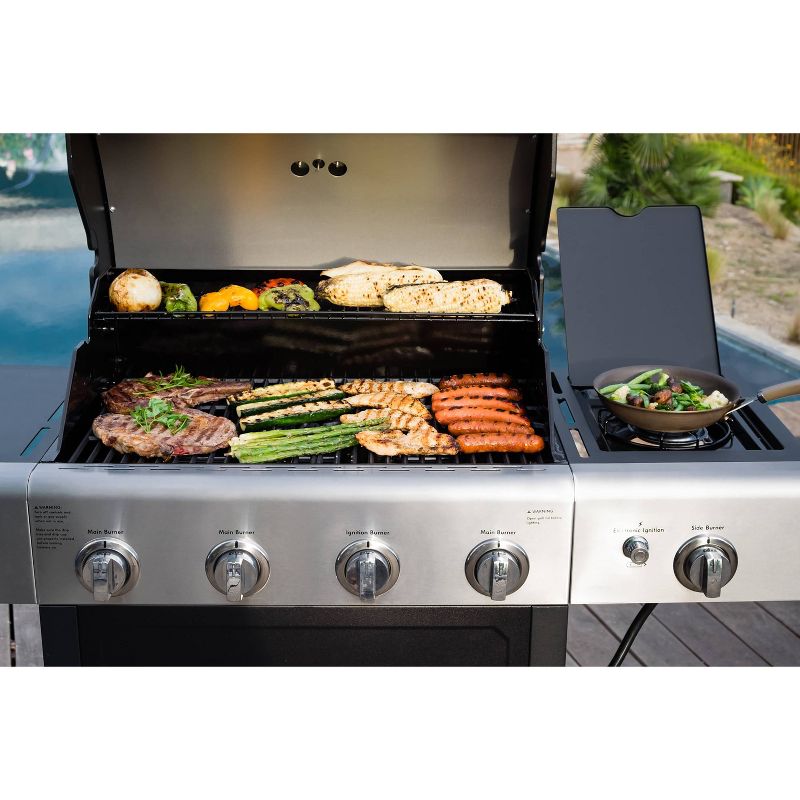 Kenmore PG-40406S0L 4 Burner Open Cart Grill with Side Burner - Stainless Steel and Black