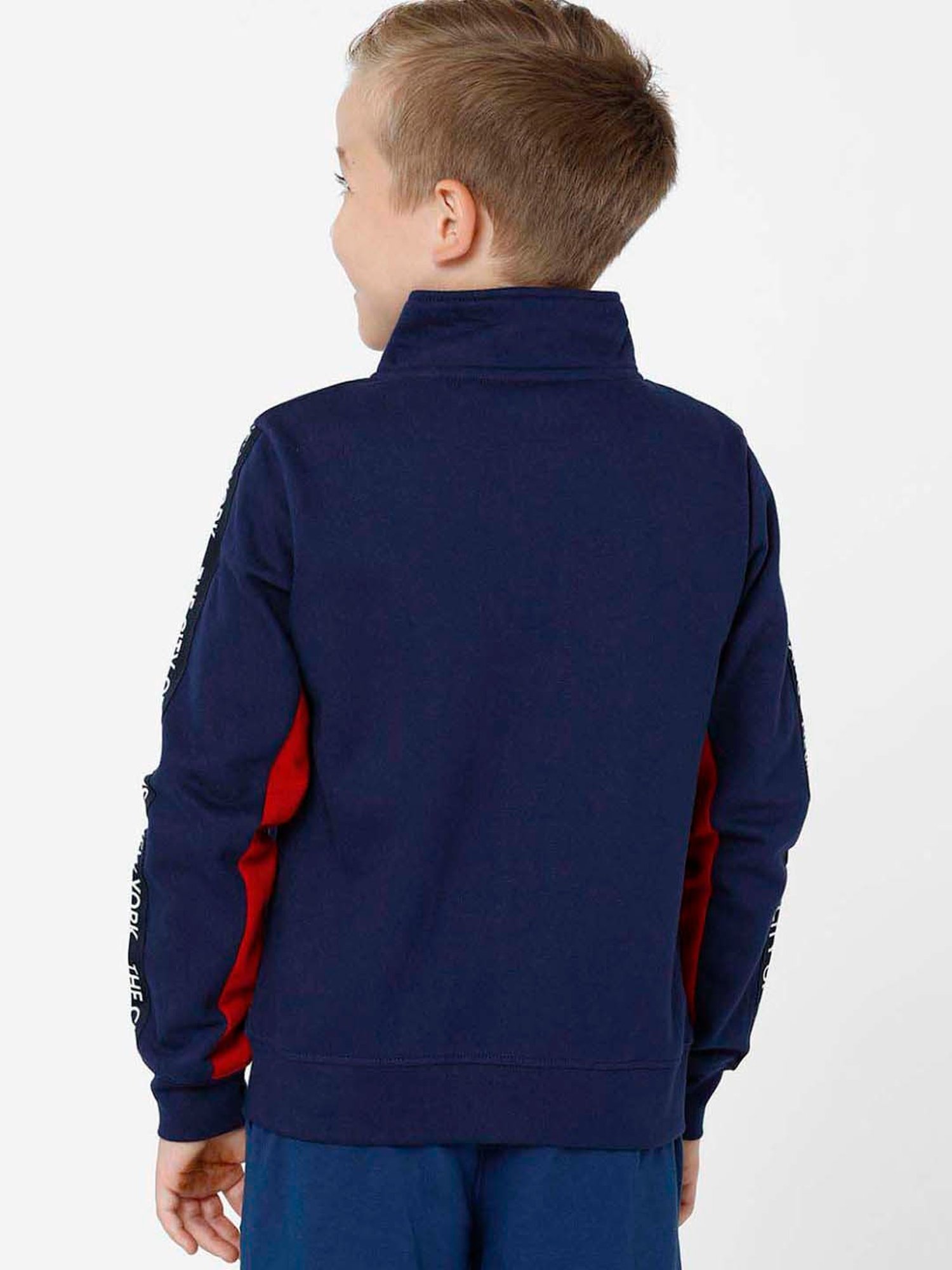 Kate & Oscar Kids Navy & White Cotton Printed Full Sleeves Sweatshirt