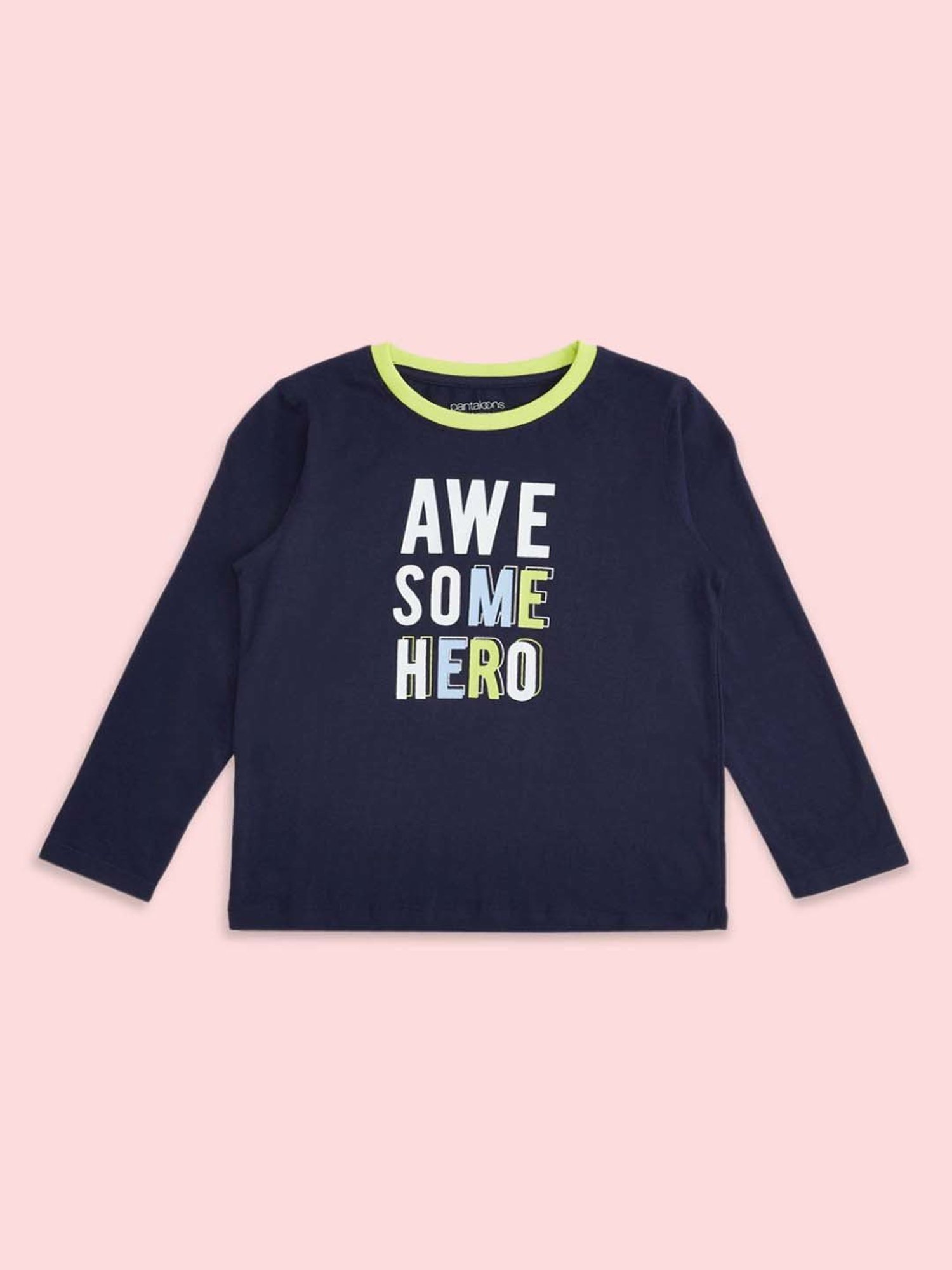 Pantaloons Baby Boys Grey & Blue Cotton Printed Full Sleeves T-Shirt