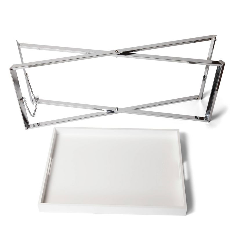 Rectangular Folding Side Table with Removable Tray White/Chrome - Danya B.