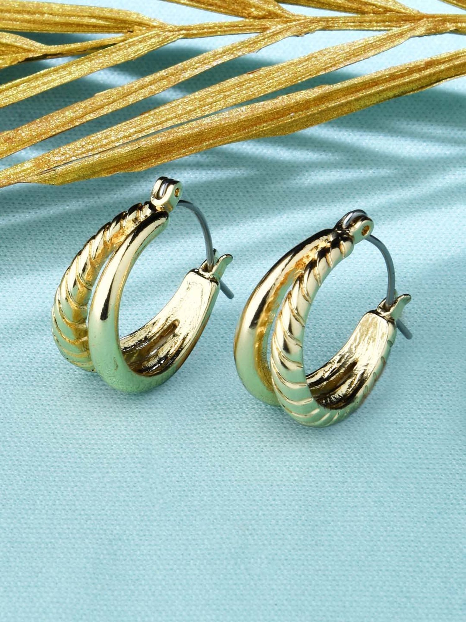 Accessorize London Split Twist Golden Hoop Earrings