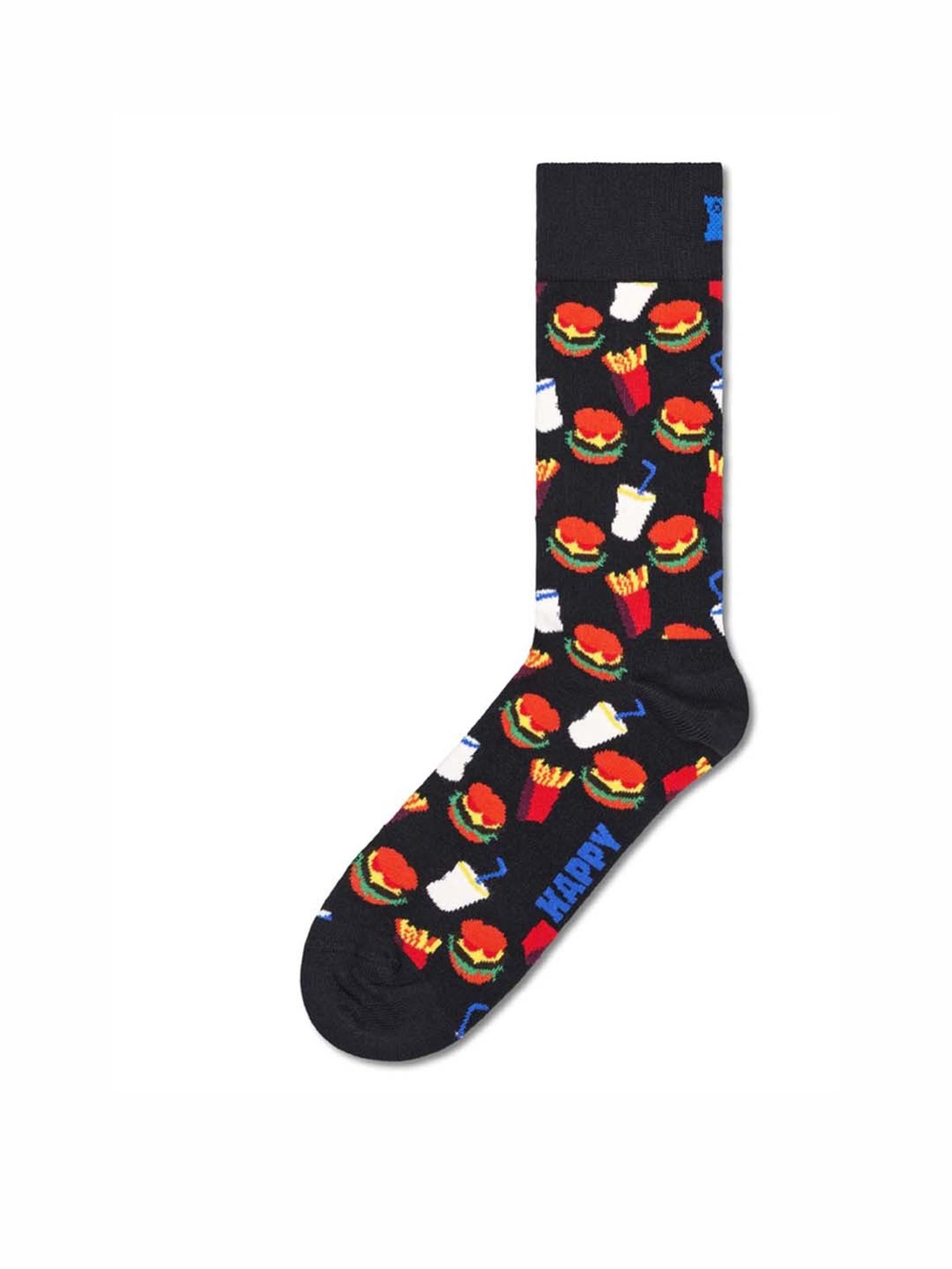 Happy Socks Hamburger Black Cotton Printed Socks (41-46)