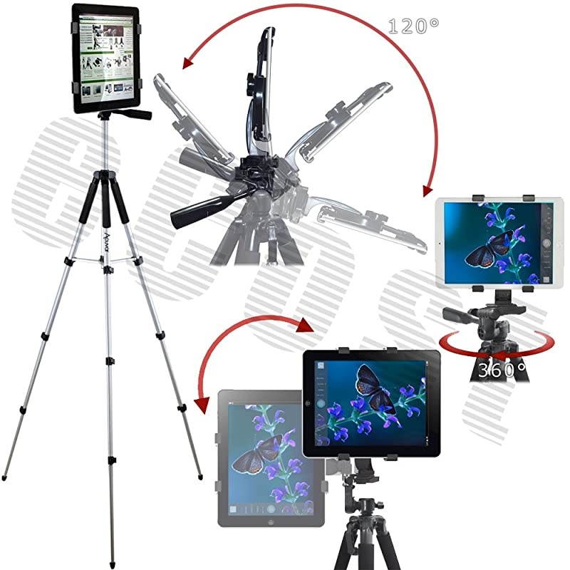 57" inch Pro Series Tripod,  Tablet Mount, Wireless Shutter Remote for iPad, iPad Air, iPad Mini, Most Other Tablets