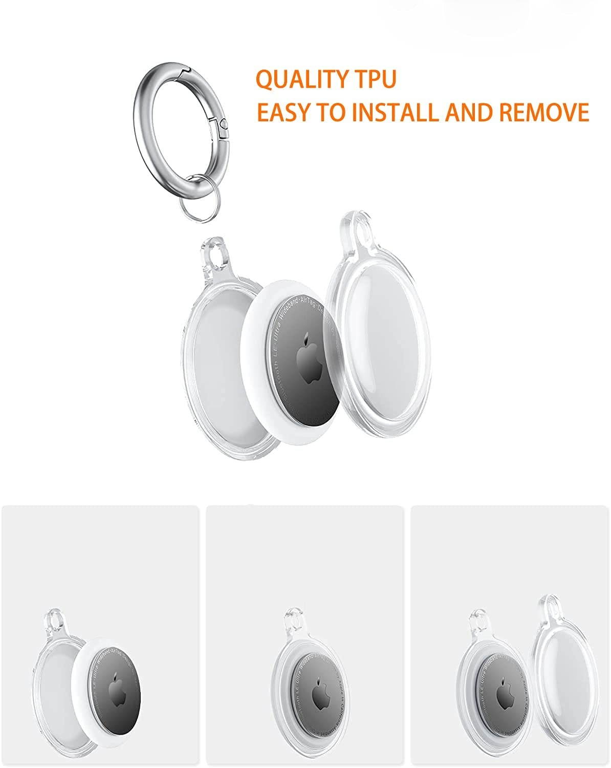 AirTag Case Keychain 2 Pack, TPU Soft Full Body Protective Cover Anti Scratch Slim for iPhone Finder AirTag 2021 - Pink