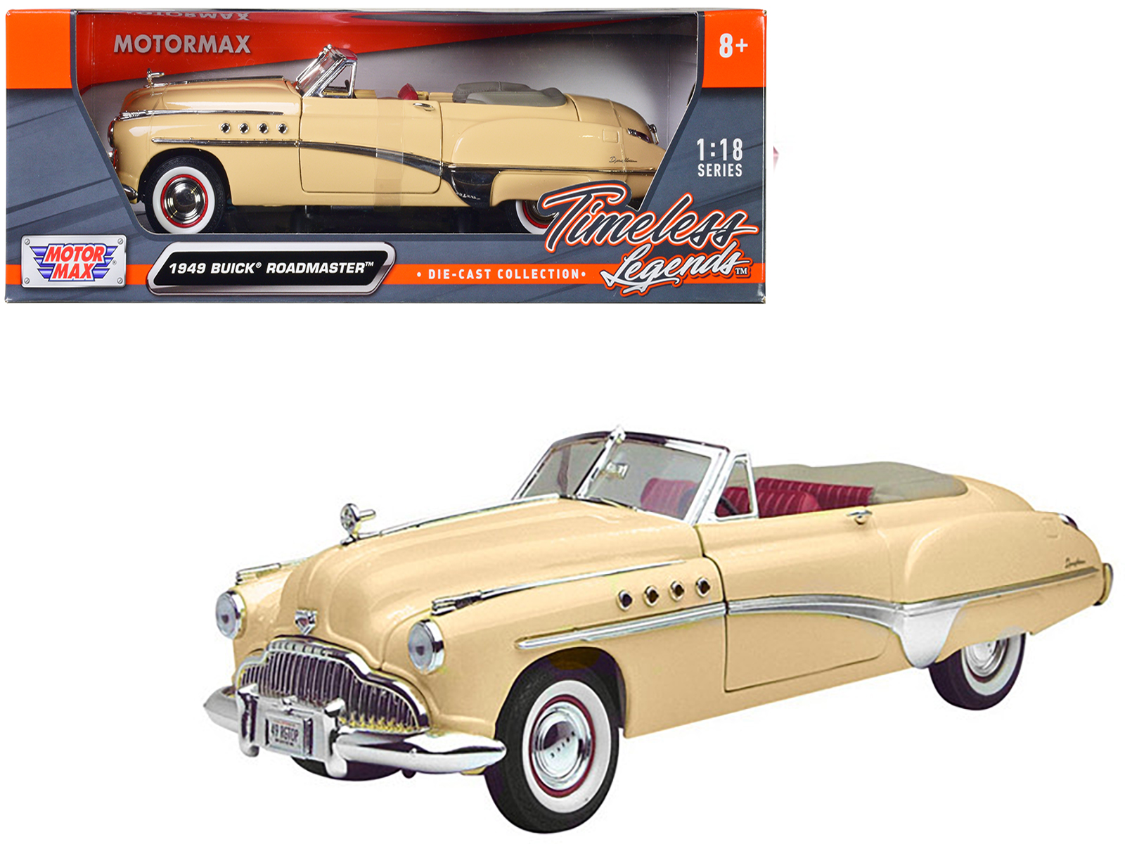 1949 Buick Roadmaster Convertible Black with Tan Soft Top and Vintage Gas Pump "The Hobby Shop" Series 14 1/64 Diecast Model Car by Greenlight