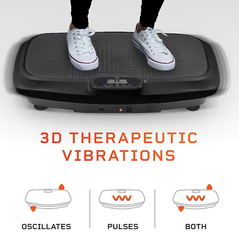 LifePro LP-TRB-BLK Portable Home Training Fitness Exercise Workout Turbo 3D Vibration Plate Platform Equipment Machine Set w/ Resistance Bands, Black