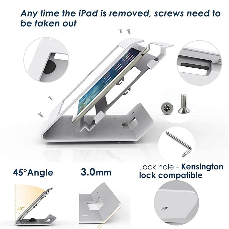 Tablet Stand for 102 inch iPad 7th8th Generation 360 Swivel Base Anti Theft iPad Retail Stand Metal White BSC102WT