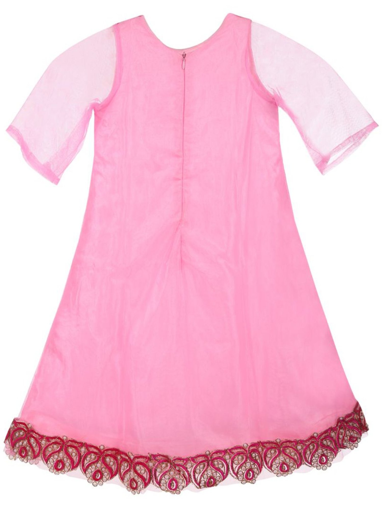 Many Frocks Kids Pink Embellished Gown