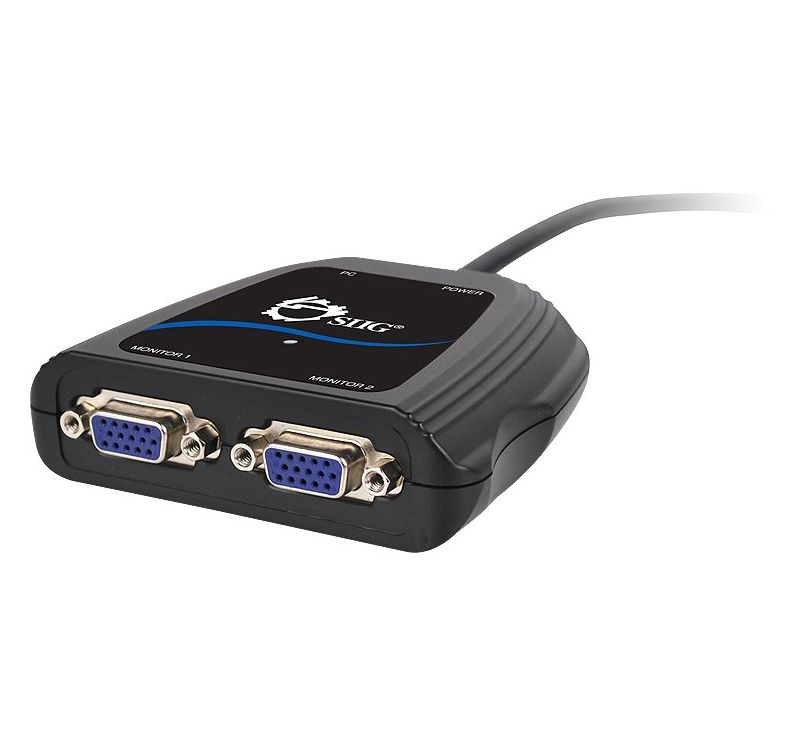SIIG 1x2 Compact VGA Splitter - 1920 x 1440 - 1 x 22 x VGA Out