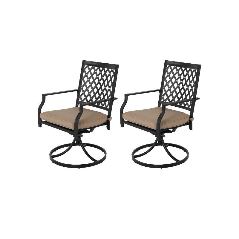 2pc Iron Dining Swivel Chairs With Cushions - Nuu Garden