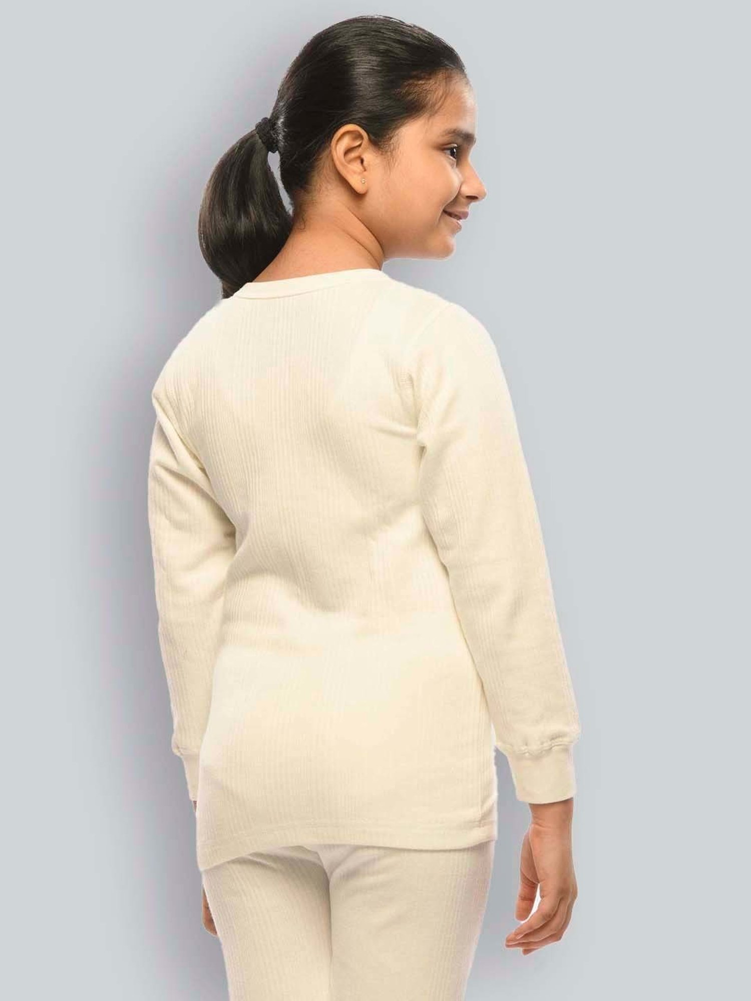 Dyca Kids Grey Melange Textured Thermal Top (Pack Of 2)