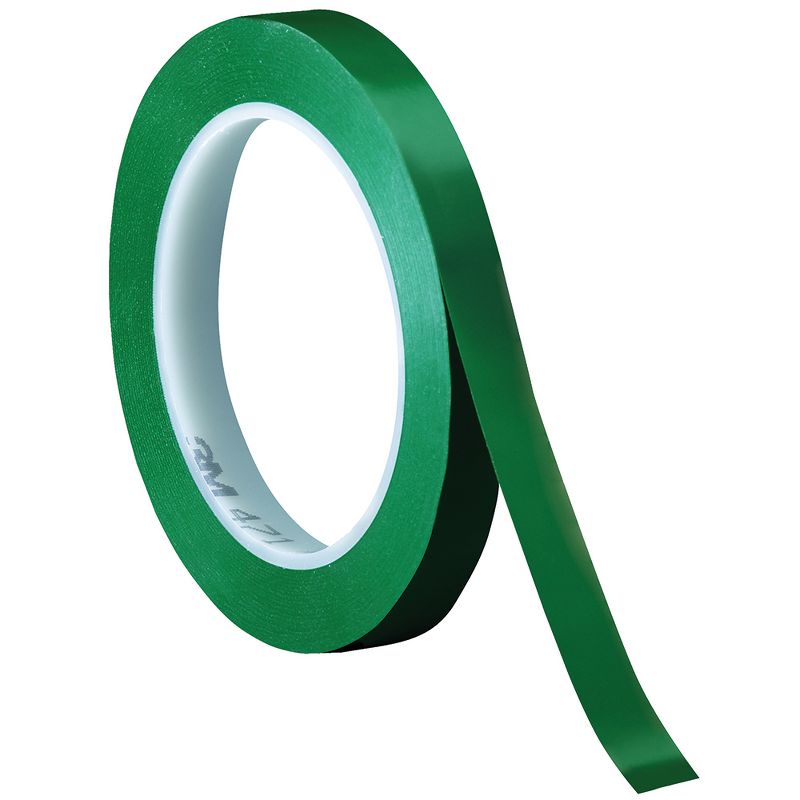 3M 471 Vinyl Tape 5.2 Mil 1/4" x 36 yds. Green 3/Case T9614713PKG
