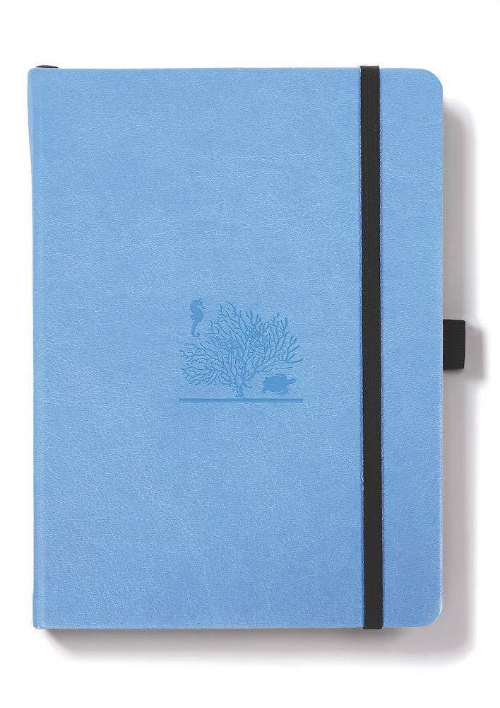 Dingbats Earth Notebook, Medium A5+ (6.2 x 8.5), Hardcover, PU Leather, 100gsm Coated Paper, Numbered Pages, Pocket, Elastic, Pen Holder, 2 Bookmarks (Dotted, Sky Blue - Great Barrier Reef)