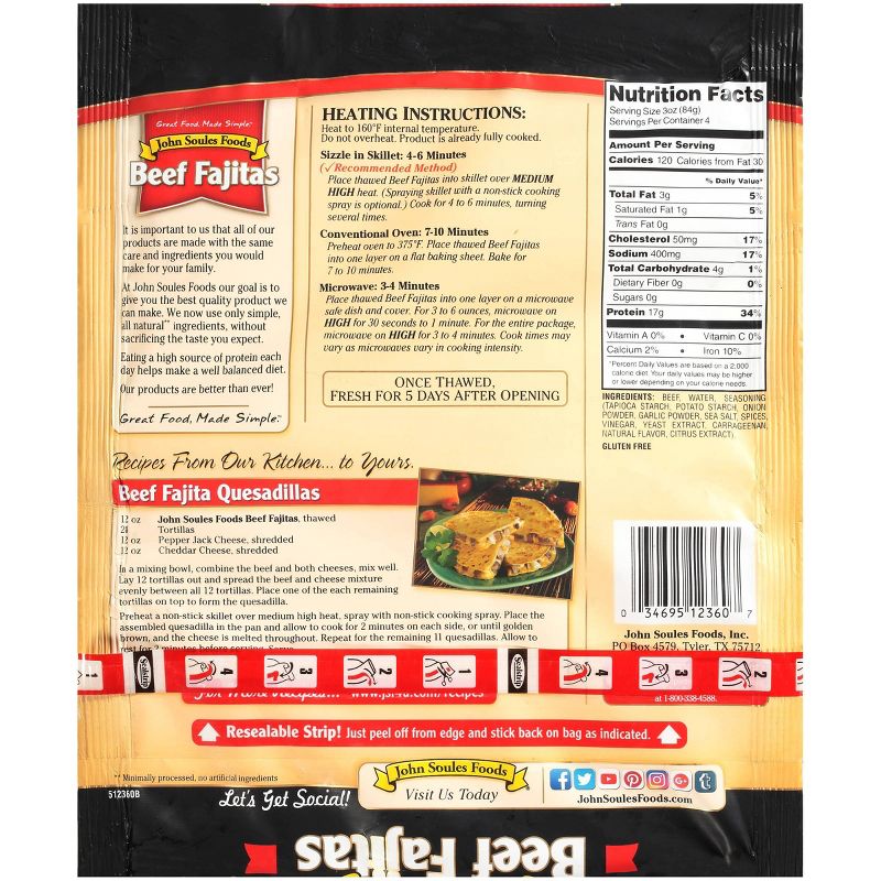 John Soules Foods Fully Cooked Beef Fajitas - Frozen - 12oz