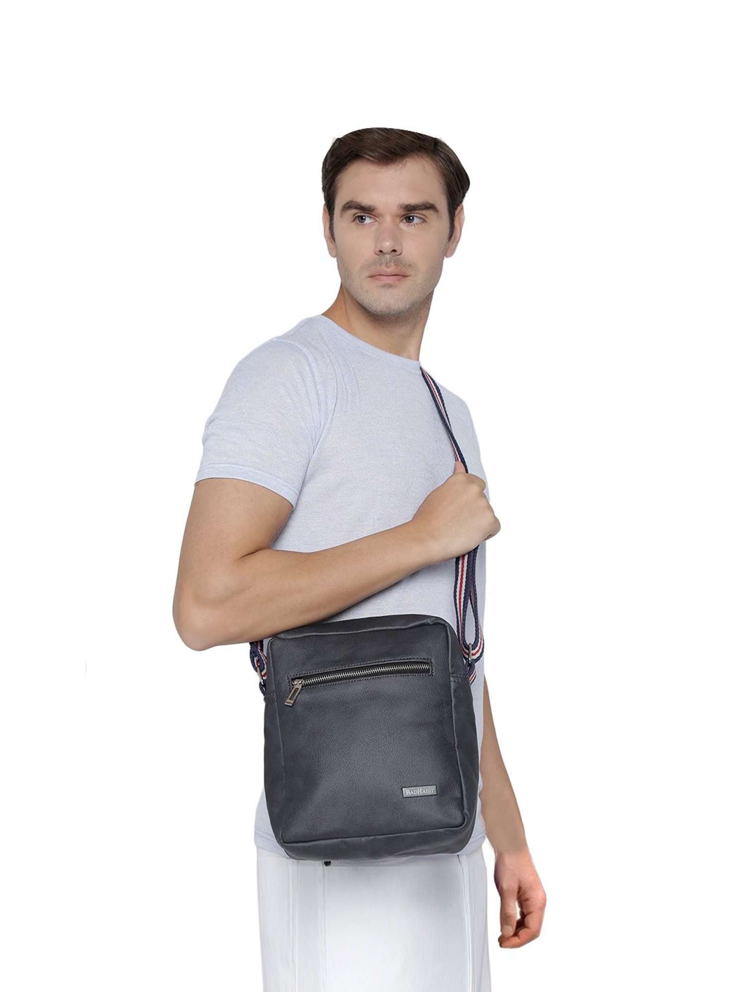 Bad Habit Navy Solid Medium Laptop Cross Body Bag