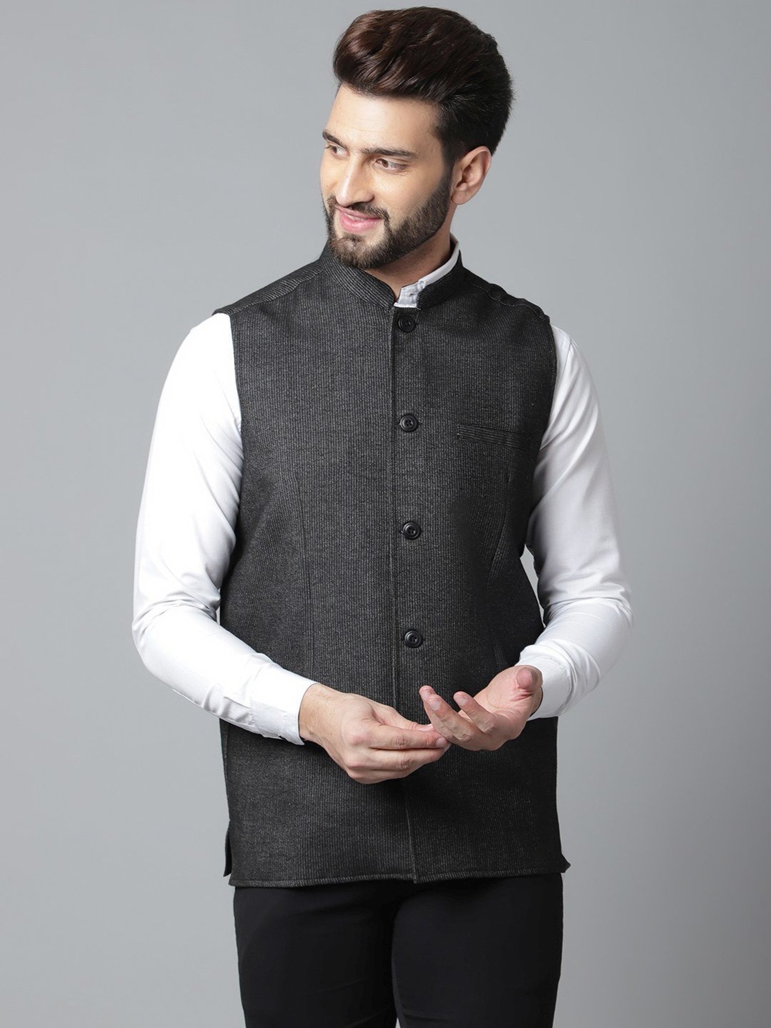 Even Black Regular Fit Nehru Jacket