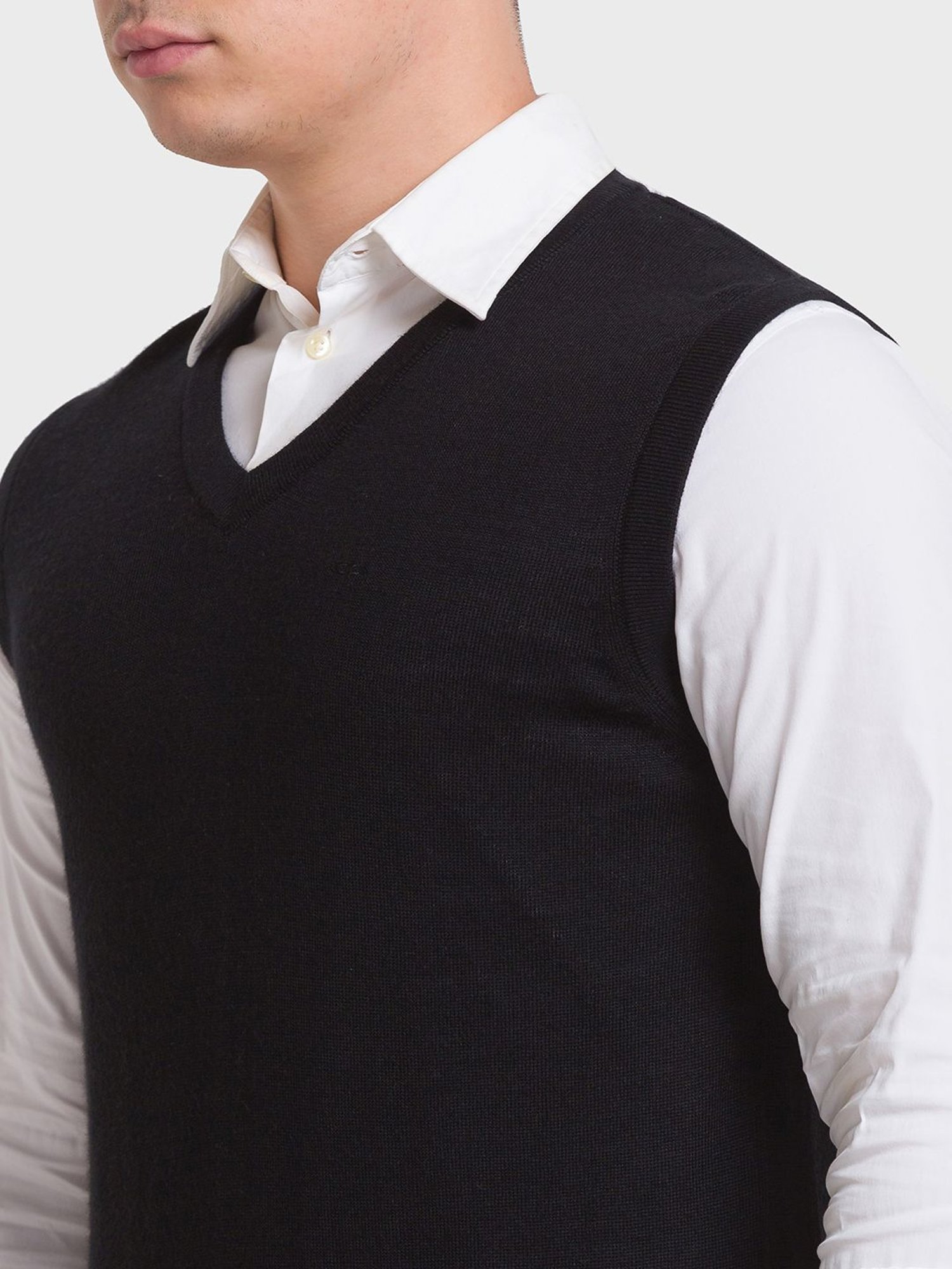 ColorPlus Black Regular Fit Texture Sweaters