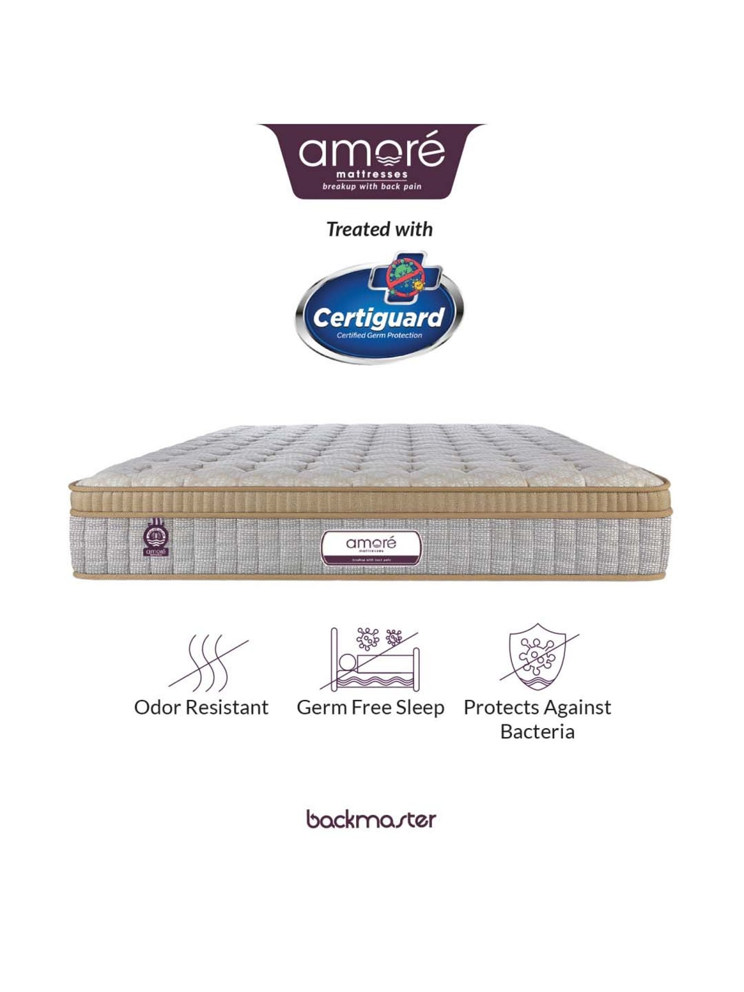 Amore Backmaster Grey & Beige Memory Foam Single Mattress (72 in. L X 30 in. W)