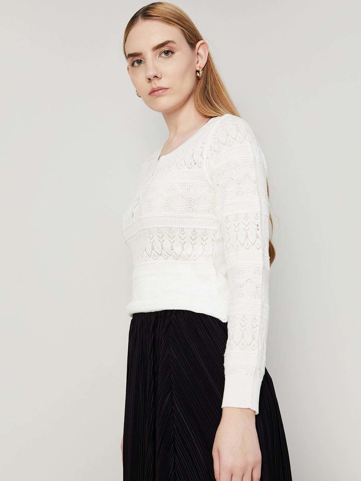 Code by Lifestyle White Self Pattern T-Shirt