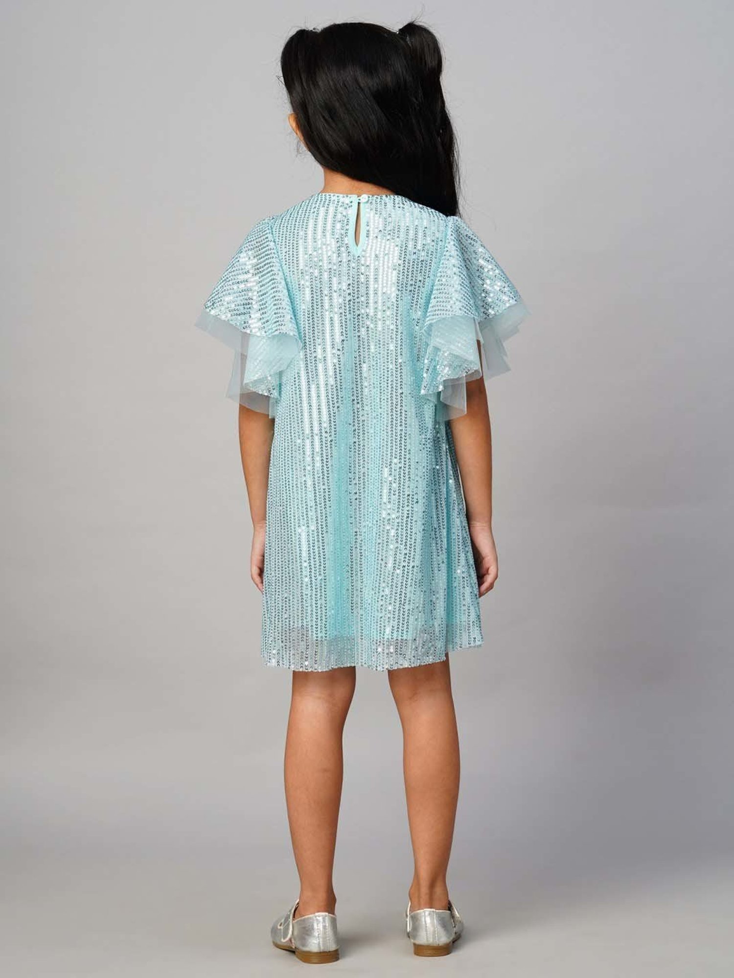 Lil Drama Kids Blue Embellished Dress