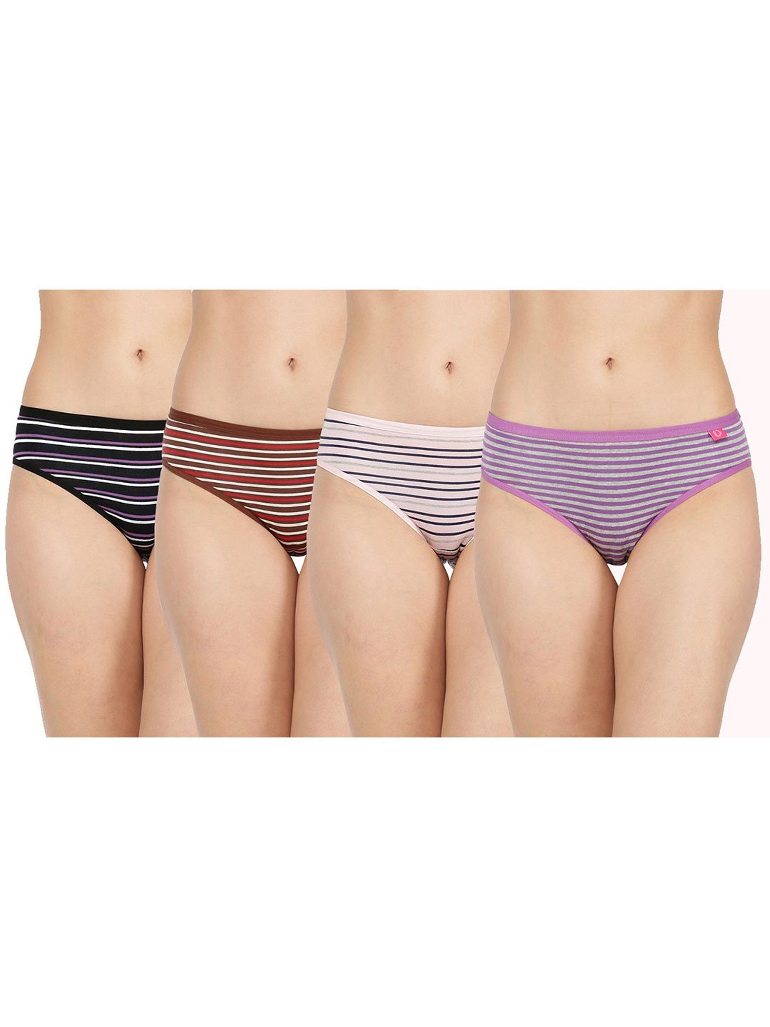 Dollar Missy Multicolor Striped Hipster Panty (Pack  of 4)
