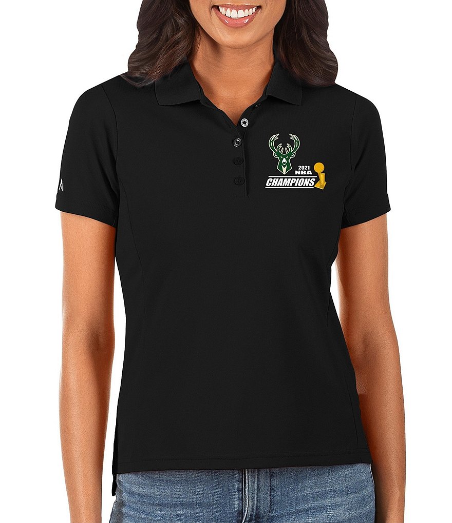 Antigua Women's Milwaukee Bucks 2021 NBA World Champions Legacy Pique Short-Sleeve Polo Shirt