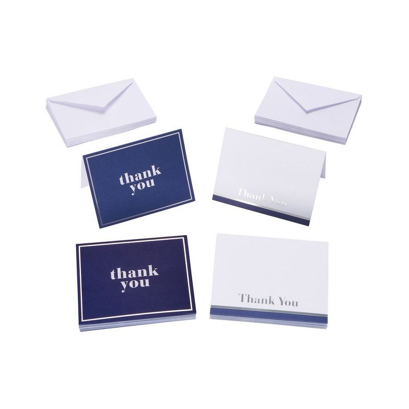 50ct Blue And White Thank You Cards And Envelopes