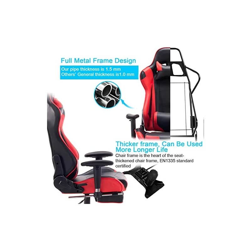 Gaming Chair Ergonomic Computer Gaming Chair with Massage Lumbar Support Racing Style Gamer Chair with Footrest and High Back Seat Height Adjustable Swivel Video Game Chair